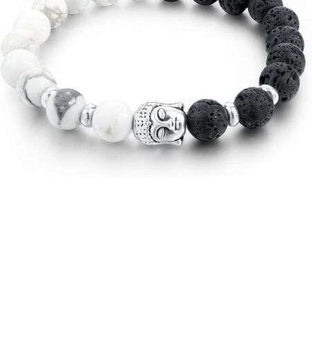 Yellow Chimes D'Vine Buddha Beads Collection Charm Bracelet for Men (Black;White)